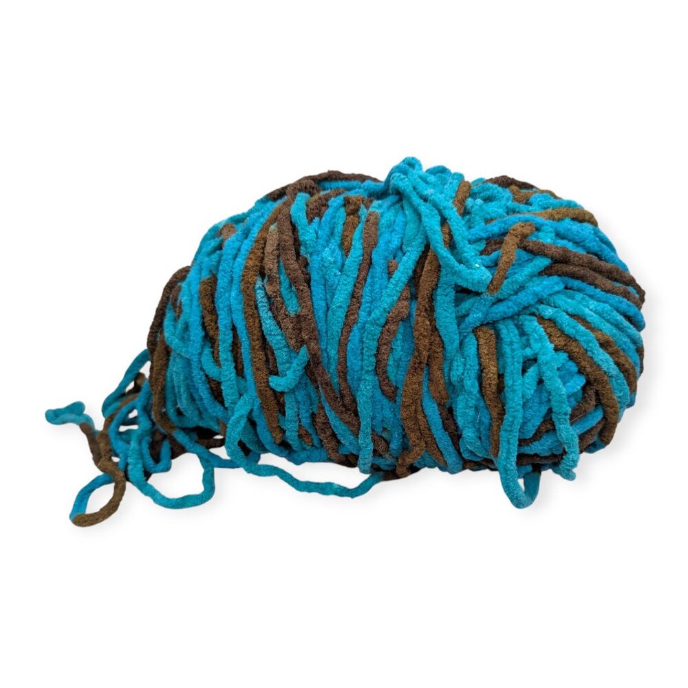 Bernat Blanket Yarn 100% Polyester Teal & Brown Mallard Woods